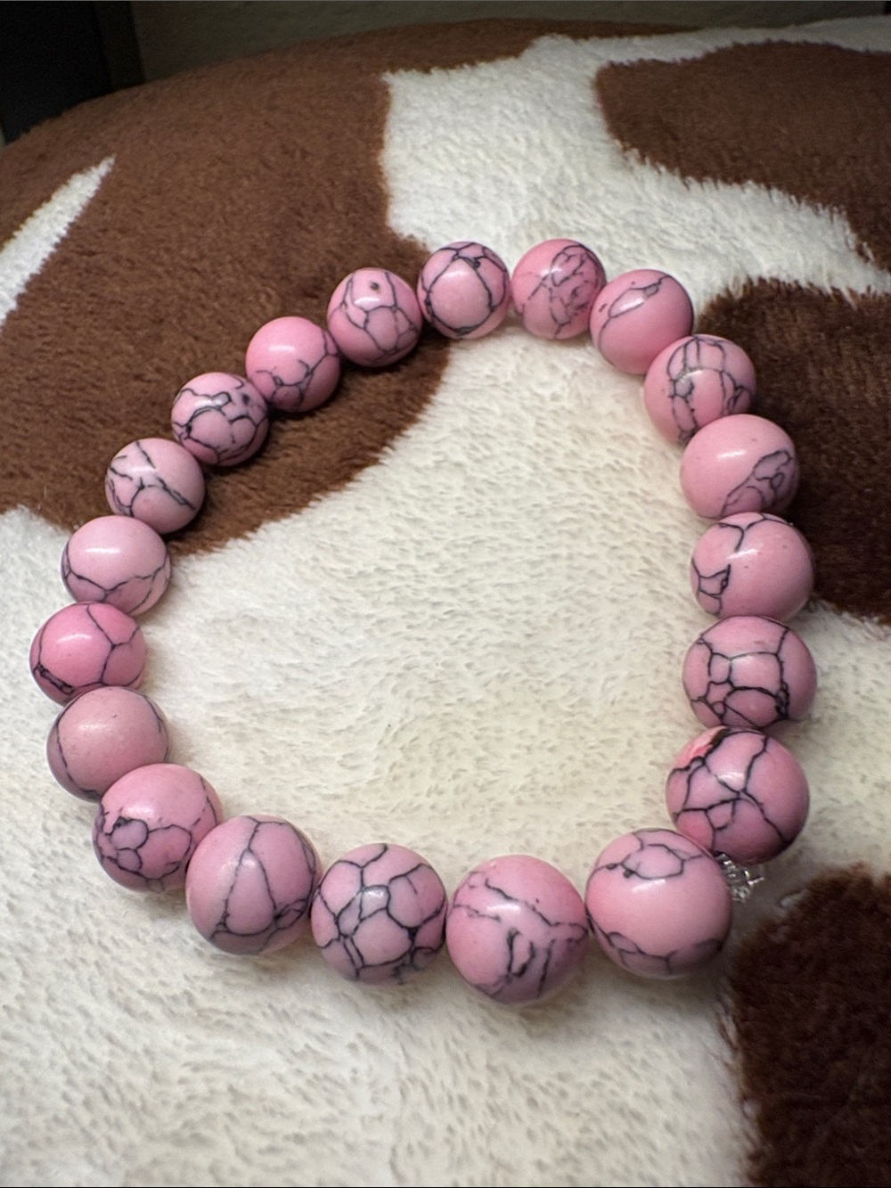 Pink Marbled Bead Stretch Bracelet - Women Jewelry